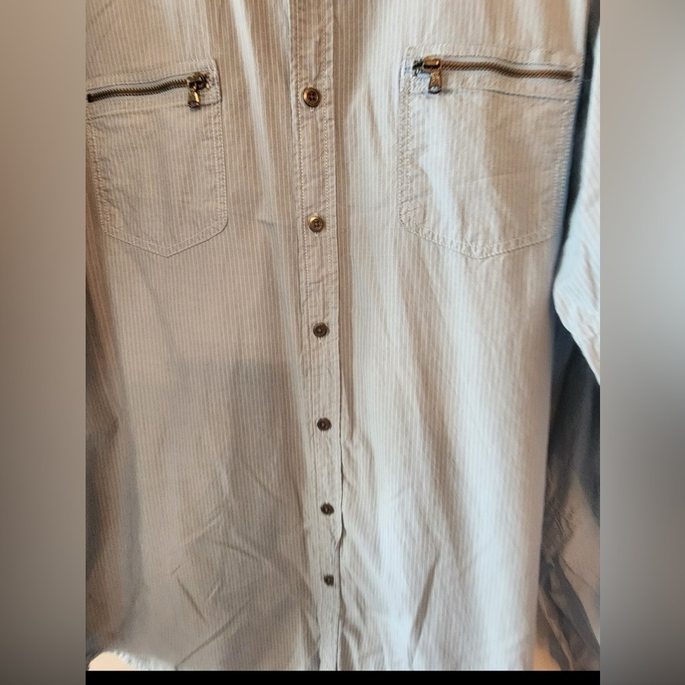 Rock & Republic L/S Button Up Shirt Zip Pockets 100% Cotton blue Men’s 2XL - Picture 2 of 5